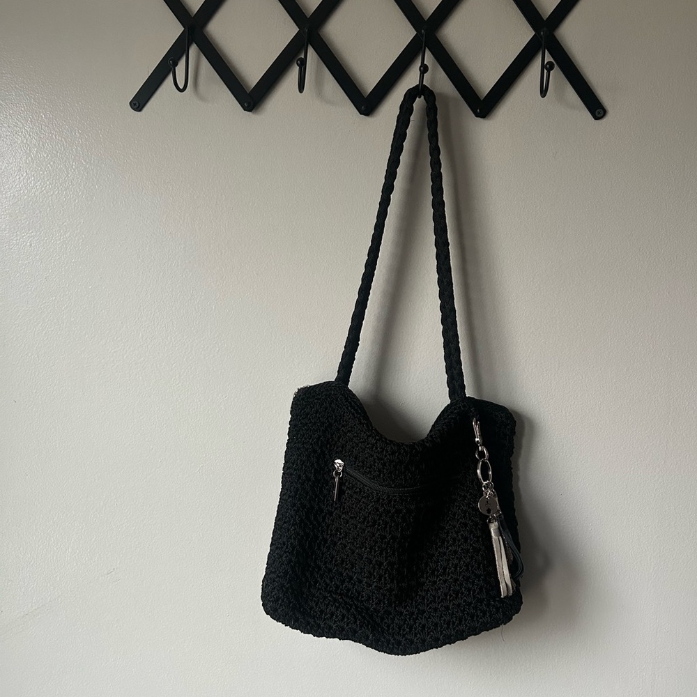 The Sak Black Crochet Shoulder Bag